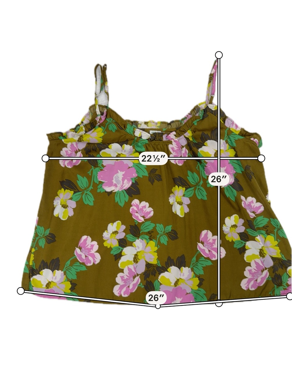 Aerie Olive Green Floral Spaghetti Strap Tank Top PJ Set Size XL - Picture 2 of 6